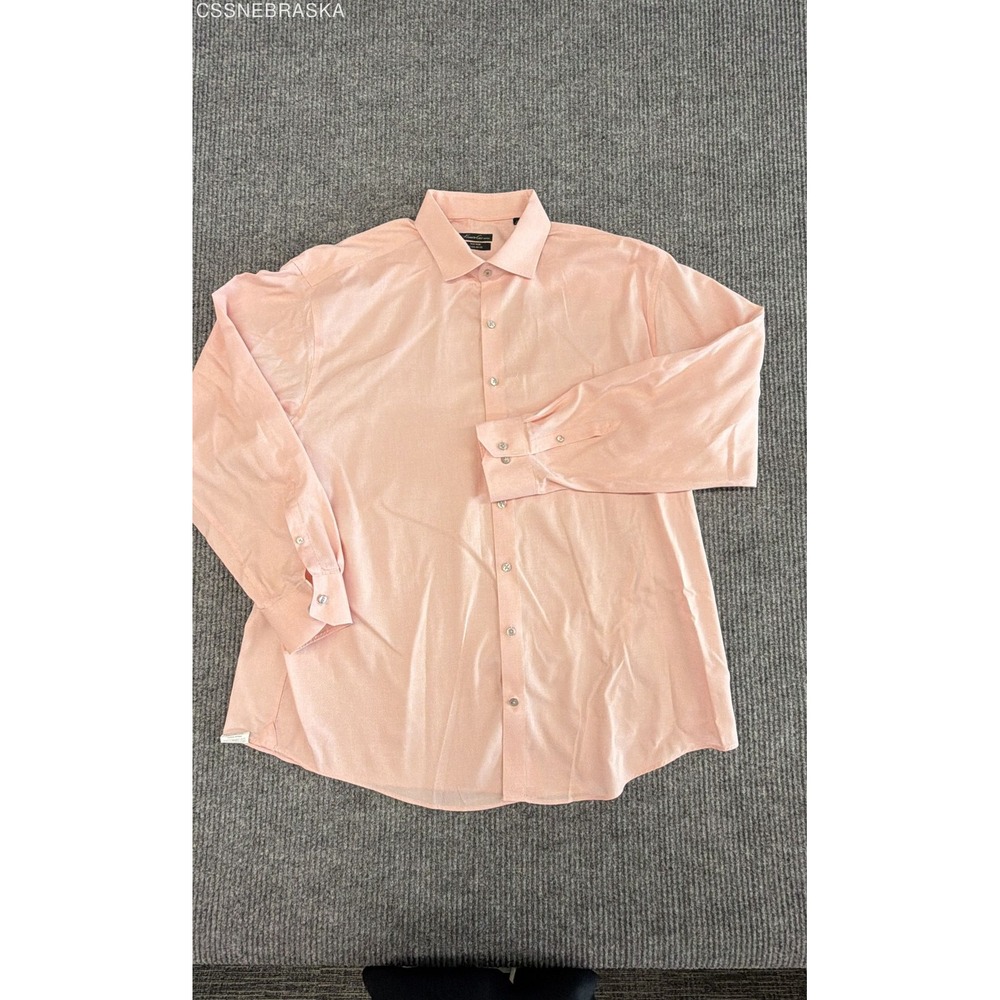 Kenneth Cole New York Mens Pink Non Iron Regular Fit Cotton Dress Shirt 18 34/35
